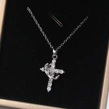 1PC Gold/Silver Color Optional Small Crown Cross Fine Chain Necklace, Waterproof Non-Fading Choker, Suitable For Tropical Vacation, Beach Outing, Mature Style, Date Look, Christmas Eve / Friendship Gift / Birthday Present, Unisex Versatile Jewelry - Multicolor - View 4