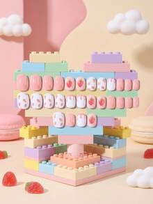 24pcs Cute Design Small Acrylic Fake Nails For Kids, Strawberry Pattern & Strawberry Milk Drip Short Oval Press-On Nail Tips, Cute And Sweet, Pre-Glued Full Coverage Small Nail Tips, Suitable For Kids Girls Gift, Birthday Party And Makeup Decoration - Multicolor - View 2