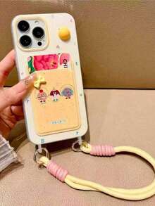 SANRIO 彩色 3D 花朵掛繩卡套手機殼，相容 Apple 16 Pro Max/15 Pro Max、New 11、12、Creative 12、11 防震、14 Pro/13 保護殼，相容 iPhone 17 Pro Max/17/Pro/17 Plus/17，夏日風格 - 黃色漢堡 - 查看 5