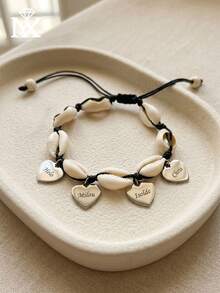 1 buah Gelang Kaki Hati Cangkang Minimalis Stainless Steel Bergaya, Dapat Diukir dengan Banyak Nama, Perhiasan Pasangan Wanita, Klasik Abadi, Sederhana dan Elegan, Desain Unik, Aksesori Harian Multifungsi, Hadiah Liburan - Perak - View 6