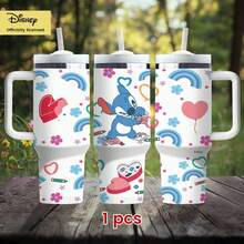 [官方授權]Disney Stitch 與 Angel 40盎司夏季水壺，附手柄與吸管，大容量可愛設計 - 彩色 - 查看 14