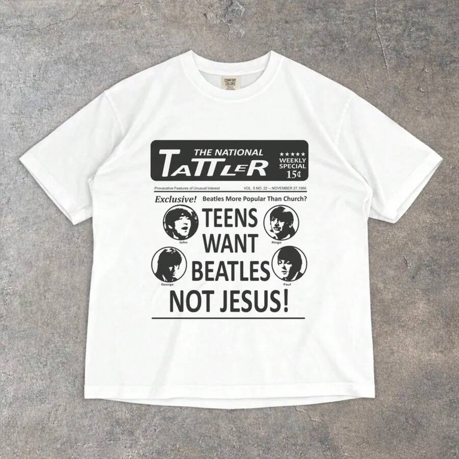 Maglietta Donna Cotone 100 Teens Want Beatles Not Jesus Vintage Washed T-ShirtY2K - 1 - Übersicht 1
