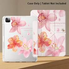 Lily And Other Pattern Painted Effect Acrylic Crystal Tablet Protective Case With Stand, Compatible With Samsung/Apple/Honor/ Popular Models, Foldable Anti-Bend, Silicone Reinforced Corners, Auto Wake/Sleep Function, Built-In Pen Slot, Multi-Angle Foldable Stand - Style 22 - View 6