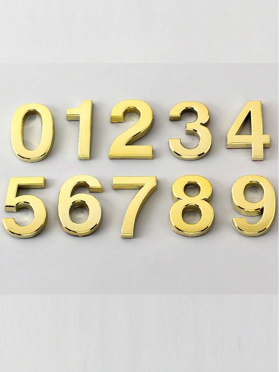 1個金色自黏式ABS 3D門牌號碼,強力背膠免鑽孔防水耐用金屬質感標誌,適用於居家信箱、飯店房號 - 門牌號 - 查看 1