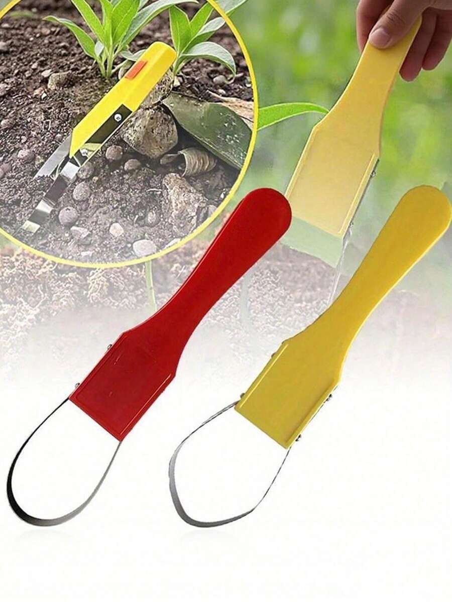 1pc Hand-Held Round Weeder - A Plastic Handle Lawn And Garden Weeding Tool That Makes Gardening Simple And Easy. Featuring An Iron Ring Design And Sharp Blades, This Manual Weeding Tool Has A UV-Resistant Plastic Handle For Weeding, Loosening Soil.