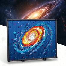 Pixel Art Painting Building Blocks Set, Galaxy MOC Assembly Model Kit, Pixel Sunflower Painting Frame Building Blocks Set, World Famous Paintings Series Building Blocks Set, Creative DIY Home Office Wall Decor, Mini Building Blocks Collectible Toy - Multicolor - View 3