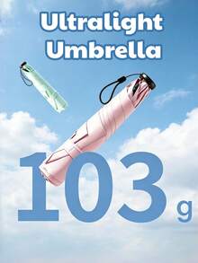 1Pc Super Light Ultra Slim Mini 3-Fold Umbrella With Cover, 5-Rib Thick Black Coating Sun & Rain Parasol, UV Protection Portable For Travel Beach Bedroom Decor, Summer Must-Have, Bridesmaid Birthday Back To School Gift, Pink Green Blue White Black - Multiple Styles - View 8