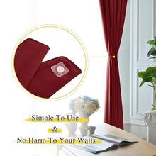 Magnetic Curtain Tiebacks - Modern  Upgraded Design Decorative Drape Tie Backs Holder For Window Draperies No Tools Required Burgundy Red 18.5 X 4 Inches Set Of 4 - Burgundy Red - View 5