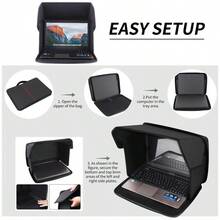 Pelindung Matahari dan Privasi Laptop, Tas Jinjing Laptop Luar Ruangan, Pelindung Matahari dengan Sudut Pandang yang Dapat Diatur, Kompatibel dengan Laptop 14-16 Inci, Pelindung Matahari Komputer Portabel - Hitam 16 Inci 14 Inci, Tas Laptop Lipat, Penghalang Cahaya, Privasi, Anti-Silau, Tas Tangan Portabel - View 4