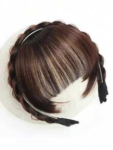 Fishbone Braid Headband With Air Bangs Wig For Women, Natural Seamless Hairpiece To Cover Gray Hair And Add Volume, Headband - Multicolor - View 10