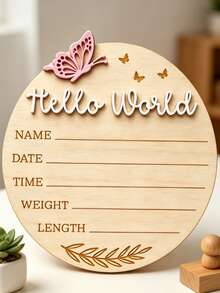 1pc Wooden Baby Birth Milestone Announcement Sign, Milestone Photography Prop, Wooden Newborn Announcement Plaque, Suitable For New Parents And Baby Shower, Gift For Expectant Mothers, Newborn Welcome Sign, Includes Name And Birth Details, Photography Prop, Baptism Gift, Baby Gift Choice - Multicolor - View 3
