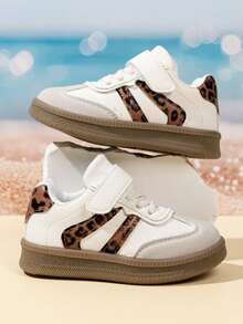 Boys & Girls Spring/Autumn 2026 New Style Children's White Sneakers, Magic Tape Non-Slip Soft Sole Sports Shoes, Retro Colorblock Baby Walking Board Shoes - Brown - View 1