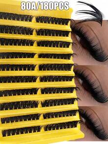 180 Peças Cílios em Tufos Felpudos D-Curl Olho de Gato, Separados em Esquerda e Direita 80D, 80D Cílios em Tufos DIY, Densos e Naturais, Longa Duração e Duráveis, Ultra Leves e Macios, Reutilizáveis, Adequados para Iniciantes, Vida Diária, Festas, Viagens, Festivais de Música, Etc. Cílios em Tufos, Cílios Individuais, Cílios Postiços, Cílios Postiços Individuais de Vison, Extensões de Cílios, DIY em Casa - D - Visão 4