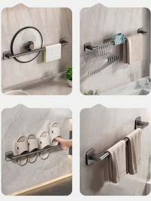 Bathroom Wall-Mounted Towel Rack 60/70CM, No Drilling Required, Sturdy Rust-Proof Towel Bar, Space-Saving, Storage Rack, Bathroom Accessories - Grey - View 7