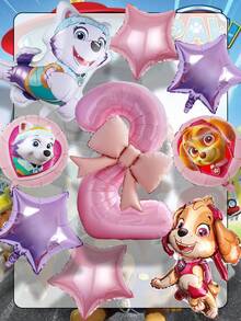 Paw Patrol 汪汪隊 9件/套 生日氣球 40英吋大字母主題派對裝飾，包含 Skye 卡通角色氣球、Skye 加厚乳膠漂浮氣球，適合派對使用 - 天天珠珠Plus - 查看 4