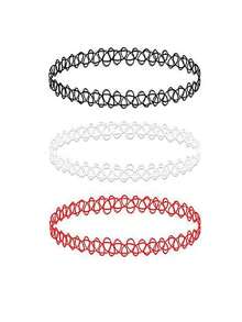1-15pcs Gothic Fishline Tattoo Punk Choker Necklace Set, Collarbone Chain Necklace Set - Multicolor - View 17
