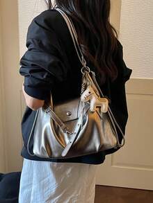 Multifunctional Tote Bag For Women, New Style With Pony Charm, Fashionable Versatile Premium Feel, Large Capacity Commuter Backpack, Shoulder Bag, Handbag 3-In-1 - Champagne - View 6