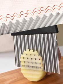 Decorative Wave Vegetable Slicer, Stainless Steel Crinkle Chip Cutter For Kitchen & Gifting - Multicolor - View 7