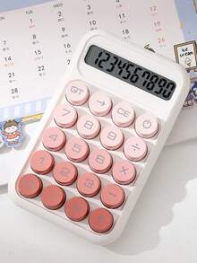 1 pieza Teclado mecánico con degradado de dopamina y teclas redondas, pantalla de visualización grande de 10 dígitos, adecuado para finanzas, contabilidad, estudiantes, uso de oficina, estilo Ins, esquema de colores premium, alta relación costo-rendimiento (versiones nuevas y antiguas se envían al azar) - Multicolor - Ver 17