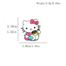 1 pieza Broche de insignia de metal con diseño de gato de dibujos animados lindo y dulce, accesorio de bolso de aleación - Multicolor - Ver 4