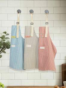 Ersonalized Pinstripe Apron, Custom Embroidered Name Apron, Handmade Kitchen Apron For Cooking & Baking, Minimal Kitchen Gift For Bride - Multicolor - View 7