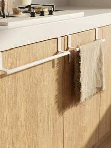 1pc Single Bar No-Drill Towel Rack, Cabinet Door Hanging Design, Bathroom Kitchen Space-Saving Hanging Towel Storage Rack, No-Installation Towel Rack, Bathroom Towel Storage, Space-Saving Storage, Home Hanging Hook Accessories - Multicolor - View 3