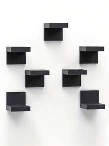 10pcs/6pcs/1pc Deep Black Thickened Wall-Mounted Floating Shelf, Modern Display Rack With Iron Plate Support, Space-Saving Storage Organizer For Home And Office - A - View 8