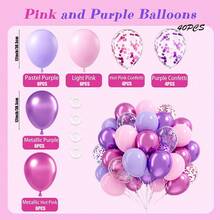 Conjunto de Arco de Guirlanda de Balões Rosa & Roxo, Inclui Balões de Folha Metálica com Lantejoulas em Forma de Coração e Balões de Látex, Adequado para Aniversário de Mulher, Chá de Noiva, Chá de Bebé, Decoração de Festa de Casamento - Conjunto rosa-arroxeado - Ver 14