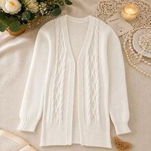 Casaco Básico Feminino Cardigan Elegante Moda Evangélica - ROSA - Visão 5