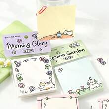 100pcs/Bag Cartoon Pattern Sticky Notes, Ins Style Pattern Planner Material Memo Pads, Reusable Sticky Notes, Suitable For School, Office, Home Memo Notes, Back To School, Halloween, Office, Office Desk Accessories, Stationery Supplies - one-size - View 3
