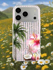 GIIPPA 1pc Shell Pattern Bottom With Pink Stripes And Tropical Fruit Floral Design, Phone 17 Pro Max Phone Case, Compatible With Phone 16 Pro Max, 15 Pro Max, 14 Pro Max, Korean Style High-End Fashion Fun Phone Case, Compatible With 11/12/13/14/15/16 Pro Max Plus, Elegant Design Suitable For Men And Women, Perfect Gift For Girlfriend On Christmas, Valentine's Day, Easter, Wedding Season And Birthday! - Multicolor - View 8