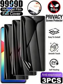 3Pcs Anti Peeping Hydrogel Film Explosion-Proof Scratch Resistant Anti Spy Phone Screen Protector Compatible With Samsung Galaxy S26 S25 S24 S23 Ultra FE A57 A56 A55 A54 A53 Z Flip 3/4/5/6/7 Compatible With Xiaomi 15T 14T Pro Poco X7 15C 14C Note 13 12 14 4G 5G Office/Subway Privacy Protection Scratch Automatic Adsorption Soft Film Non Glass Does Not Support Fingerprint Recognition - Clear - View 41