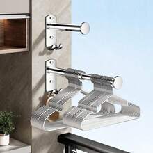 1pc Extendable Drying Rack - Space-Saving Design, Bathroom Storage Hook, Balcony And Bathroom Multi-Functional Drying And Storage Rack, Indoor Extendable Hanging Rod, Wall-Mounted Home Storage Rack, Clothes Drying Rack - View 6