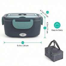 55W 12V Portable Electric Heated Lunch Box, Leakproof Food Warmer Container For Car Truck Office Travel Camping Adult Drivers - Black and Green - View 7
