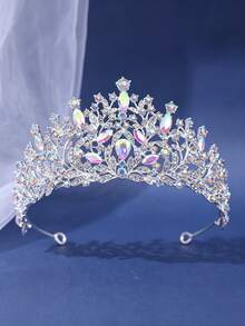 KOVLYNE 1Pc Luxury Gold Aurora Crystal Tiara Crown For Women, Iridescent Rhinestone Princess Headpiece For Wedding, Prom, Birthday & Pageant - Multicolor - View 4