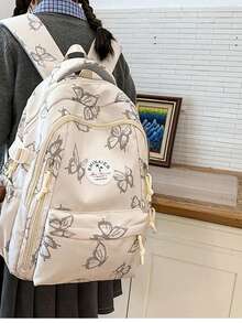 Lightweight Portable Anti-Theft Multi-Pocket Backpack, Suitable For Students And Teenagers, Applicable For School, Travel, Hiking, Climbing, Sports And Commuting - Beige - View 2