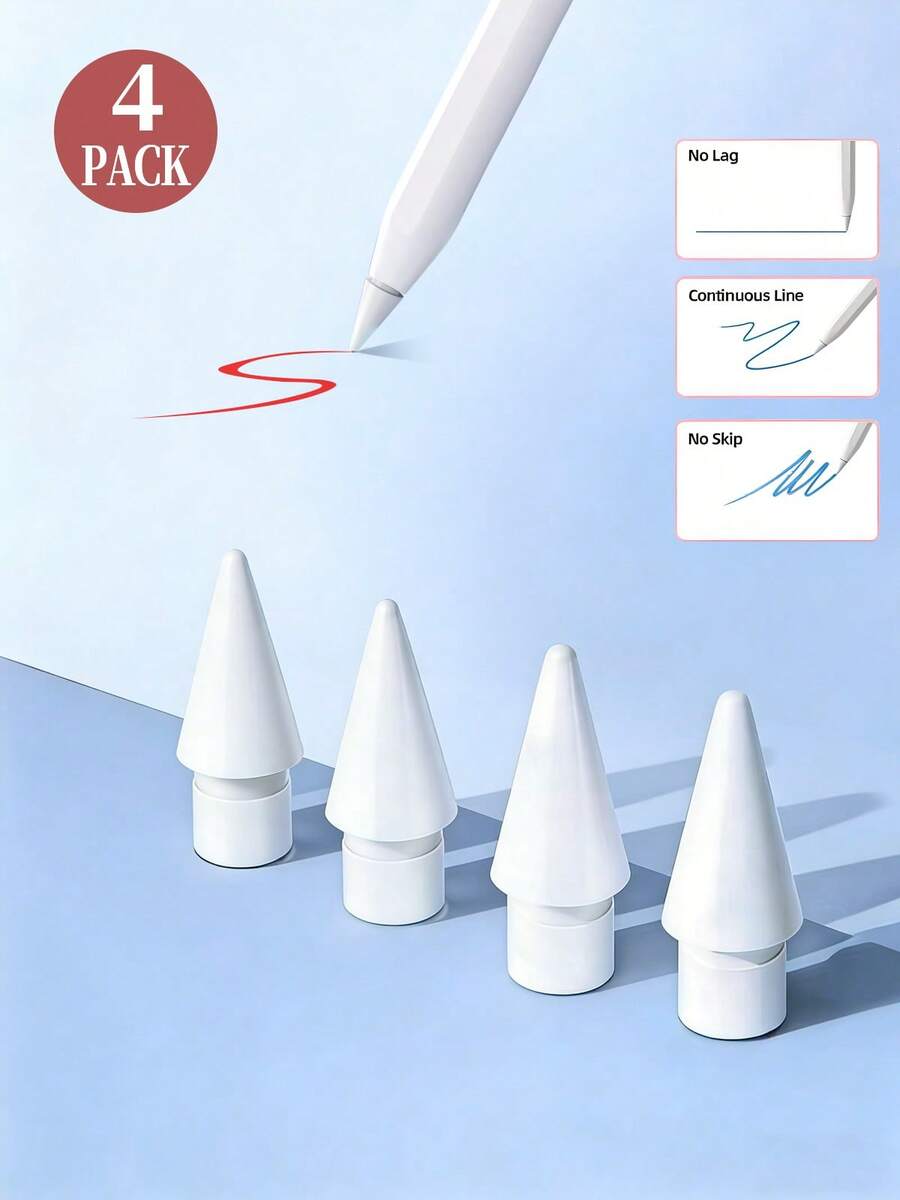 相容 Apple Pencil 筆尖，升級版 4 入替換筆尖含收納盒，耐磨細尖精準控制金屬筆尖，相容 Apple Pencil 第 1 代/第 2 代/USB-C/Pro Pencil