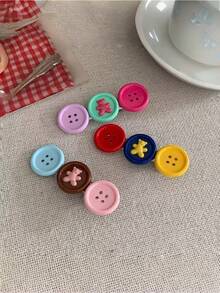 3pcs Cute Bear Button Hair Clips, Colorful Crocodile Hair Clips, Sweet Y2K Women's Hair Accessories - Multicolor - View 7
