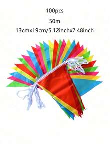 100/200pcs/Set Colorful Triangle Bunting Flags Decoration For Birthday Party, Outdoor Events, Anniversary Celebration - Multicolor - View 13