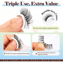 LASHVIEW Pestañas autoadhesivas, 5 pares de pestañas postizas de aspecto natural, sin pegamento, reutilizables, estilo ojo de gato, con tiras adhesivas de repuesto (C122) - 1 - Ver 6