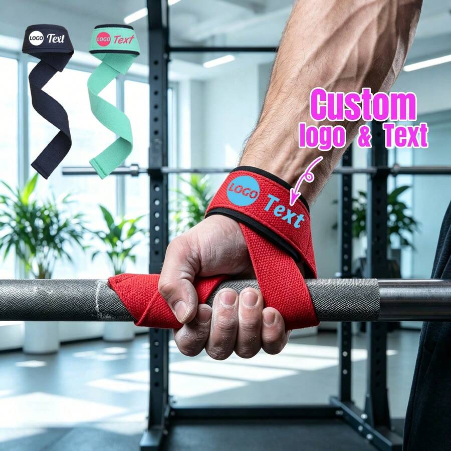 Customizable Adjustable Name Logo Weightlifting Wrist Wraps With Deadlift Wrist Support, Fitness Weightlifting And Sports Wrist Straps With Deadlift Wrist Support - Style B - View 1