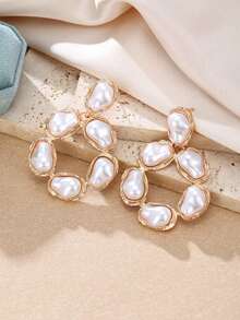 1 Pair Of Unique, Vintage-Inspired Asymmetrical Baroque-Style Faux Pearl Earrings,Stylish And Luxurious Women's Earrings, Parties Jewelry - Earring - View 4
