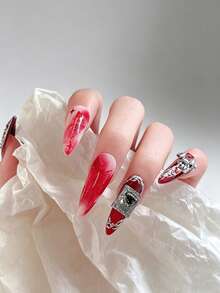 10pcs Dark Gothic Style Alloy Cross Nail Art Charms, European And American 3D Glitter Skull & Heart Nail Gem Decorations, Rhinestone Nail Accessories, Y2K Multi-Functional DIY Nail Decor, False Nail Art Supplies, Summer Nail Art Accessories - Multicolor - View 8