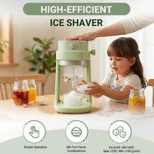 Electric Shaved Ice Machine, Stainless Steel Blades-Easily Make DIY Smoothies With Fruit And Jam. Perfect For Summer Gatherings And Parties. - Mint Green - View 6