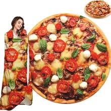 [All Season Use]1pc Round Pizza Pattern Blanket, Made Of Soft And Comfortable Flannel Material, Designed With Large Pizza Pattern, Suitable For All Seasons, Machine Washable And Easy To Clean, Applicable For Bed, Sofa Or Office Desk, A Great Choice For Lightweight Bedding In Air-Conditioned Rooms During Spring And Summer - Multicolor - View 2