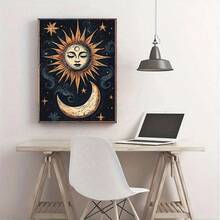 1pc DIY Sun And Moon Theme 5D Diamond Painting Kit, Suitable For Adult Beginners DIY Mosaic Diamond Art, Full Drill Handmade Enthusiasts Self-Design DIY Diamond Painting, Suitable For Living Room, Bedroom, Office Wall Decoration Hanging Painting, Surprise Holiday Home Decor Gift For Family And Friends, Unframed [30*40cm/11.8*15.7in][40*50cm/15.7/19.7in] - No Frame - View 3