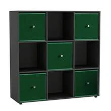 9 Cube Storage Unit With Fabric Drawers, Wooden Shelf For Home Organisation - 黑隊 - 查看 7