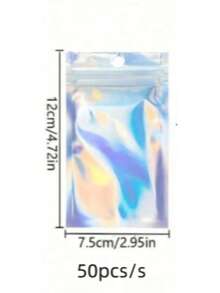 100/50/30/10pcs Cute Colorful Plastic Resealable Foil Bags, Holographic Bags, Reusable Jewelry Retail Bags, Suitable For Food Storage, Jewelry, Small Businesses, Gift Packaging, Christmas - Multicolor - View 14