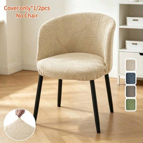1/2pcs Solid Color Semi-Circle Single Armchair Cover, Elastic Full Coverage Makeup Chair Slipcover, Removable And Washable Single Chair Cover Suitable For Hotel And Party