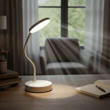 1 pieza Lámpara de escritorio LED pequeña blanca, brillo ajustable, 3 modos de luz de color - Adecuada para leer, estudiar o uso nocturno, alimentada por USB sin necesidad de batería, regalo de Navidad perfecto para oficina, estudio y lectura - Modelo enchufable - Ver 1